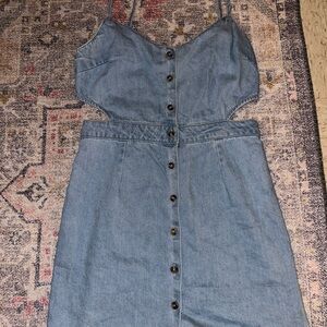 Stylish Blue Denim Dress with Buttons down Front
